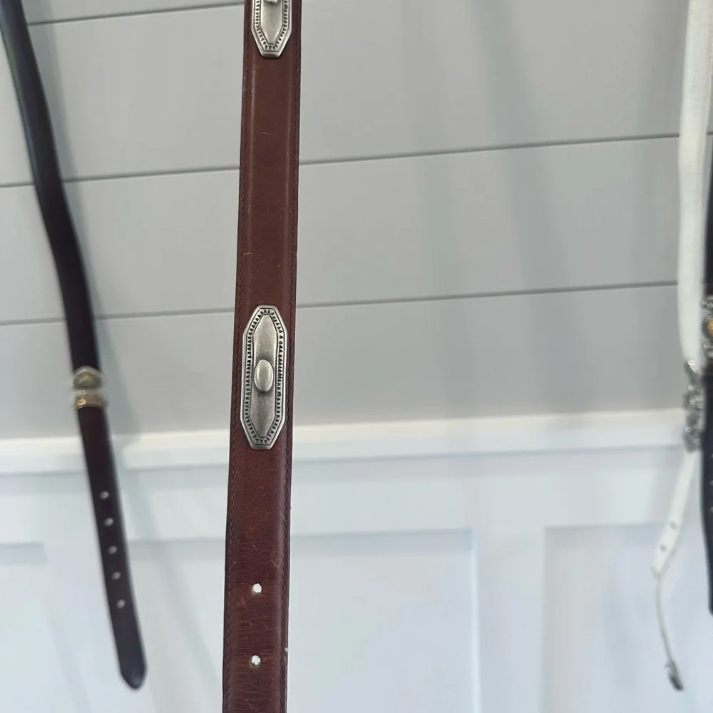 Kenneth Cole New York Belt Brown Silver‎ Trim Leather Belt M